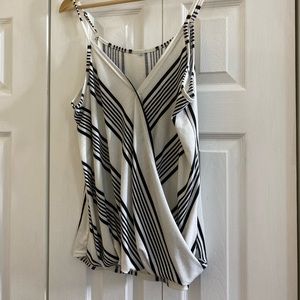 Large black and white striped spaghetti  strap tank top